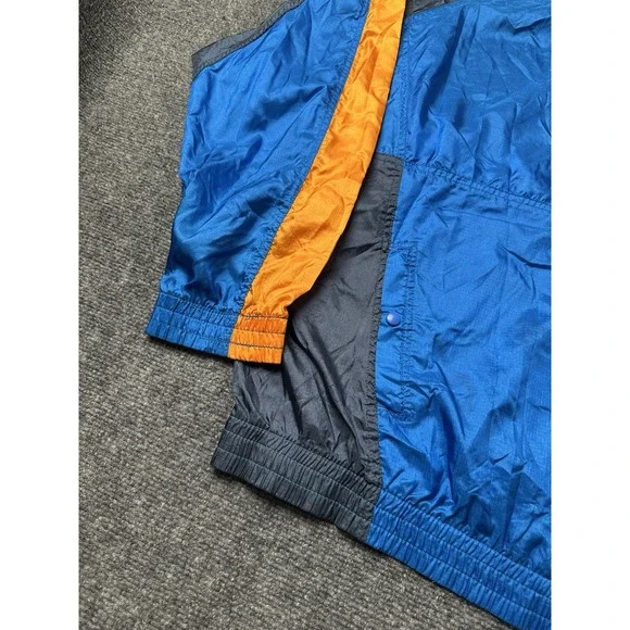 Mens Nike Nylon Windbreaker Blue Orange Snap Pullover 1990s, Size L